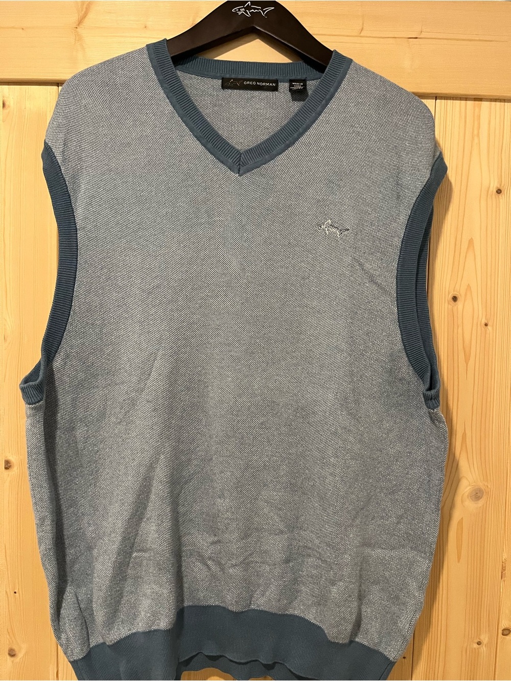 Greg Norman Collection Blue Two-Tone V-Neck Sweater Vest XL/TG 🦈⛳️
